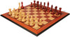 Fierce Knight Staunton Chess Set Padauk & Boxwood Pieces with Padauk & Bird's Eye Maple Molded Edge Board - 4" King