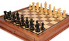 French Lardy Staunton Chess Set Ebonized and Boxwood Pieces with Walnut Chess Case 3.75" King - Zoom