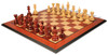 Hadrian Staunton Chess Set Padauk & Boxwood Pieces with Padauk & Bird's Eye Maple Molded Edge Board - 4.4" King