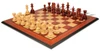 Hadrian Staunton Chess Set Padauk & Boxwood Pieces with Padauk & Bird's Eye Maple Molded Edge Board - 4.4" King