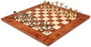 Modern Solid Brass Chess Set with Elm Burl Chess Board