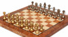 Abstract Staunton Solid Brass Chess Set with Elm Burl Chess Board