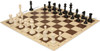 Master Series Classroom Plastic Chess Set Black & Ivory Pieces with Vinyl Rollup Board - Brown