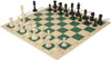 Master Series Classroom Plastic Chess Set Black & Ivory Pieces with Vinyl Rollup Board - Green
