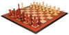 New Exclusive Staunton Chess Set Padauk & Boxwood Pieces with Molded Edge Padauk Chess Board - 3" King