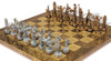 The Greek Mythology Theme Chess Set with Bronze & Blue Pieces - Brown Board