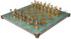 The Giants Battle Theme Chess Set with Brass & Nickel Pieces - Turquoise Board