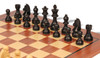 German Knight Staunton Chess Set Ebonized and Boxwood Pieces 3.25" King with Mahogany Chess Board Ebonized Zoom