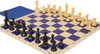 Standard Club Classroom Plastic Chess Set - Black & Camel Pieces with Vinyl Rollup Board  - Blue