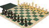 Standard Club Classroom Plastic Chess Set Black & Camel Pieces with Vinyl Rollup Board - Green