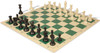 Standard Club Carry-All Plastic Chess Set Black & Ivory Pieces with Vinyl Rollup Board - Green
