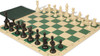 Standard Club Classroom Plastic Chess Set Black & Ivory Pieces with Vinyl Rollup Board - Green