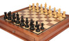 Fierce Knight Staunton Chess Set Ebonized and Boxwood Pieces with Walnut Chess Case 3.5" King - Zoom