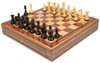 New Exclusive Staunton Chess Set Ebonized & Boxwood Pieces 3.5" King with Macassar Case