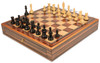 British Staunton Chess Set Ebony & Boxwood Pieces 3.5" King with Macassar Case