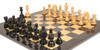 Wellington Staunton Chess Set Ebony & Boxwood Pieces with Black & Ash Burl Chess Board - 4.25" King