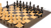 Fierce Knight Staunton Chess Set - Ebonized & Boxwood Pieces - Black & Ash Burl Chess Board - 4" King