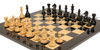 Fierce Knight Staunton Chess Set Ebonized & Boxwood Pieces with Black & Ash Burl Board - 4" King