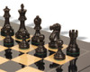 Deluxe Old Club Staunton Chess Set Ebonized & Boxwood Pieces with Black & Ash Burl Board - 3.25" King