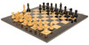 Deluxe Old Club Staunton Chess Set Ebonized & Boxwood Pieces with Black & Ash Burl Board - 3.25" King