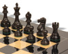 Deluxe Old Club Staunton Chess Set Ebonized & Boxwood Pieces with Black & Ash Burl Board - 3.75" King