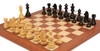 German Knight Staunton Chess Set in Ebonized Boxwood with Mahogany & Maple Deluxe Chess Board - 3.75" King