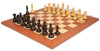 Fierce Knight Staunton Chess Set in Ebonized & Boxwood with Mahogany & Maple Deluxe Chess Board - 4" King