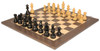 Staunton chess set ebonized boxwood pieces on deluxe tiger ebony and maple board 3.25 inch king