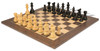 French Lardy Staunton Chess Set Ebonized & Boxwood Pieces with Deluxe Tiger Ebony & Maple Board - 3.75" King