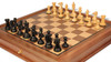 New Exclusive Staunton Chess Set in Ebony & Boxwood with Walnut Chess Case - 3" King