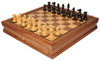 New Exclusive Staunton Chess Set in Ebony & Boxwood with Walnut Chess Case - 3" King