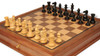 New Exclusive Staunton Chess Set in Ebony & Boxwood with Walnut Chess Case - 3" King