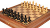 Deluxe Old Club Staunton Chess Set - Ebony & Boxwood Pieces - Walnut Two-Drawer Chess Case - 3.25" King