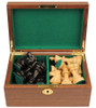 French Lardy Staunton Chess Set Ebonized and Boxwood Pieces in Walnut Chess Box 2.75" King