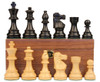 French Lardy Staunton Chess Set Ebonized and Boxwood Pieces on Walnut Chess Box 3.75" King