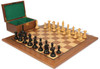 Fierce Knight Staunton Chess Set Ebonized and Boxwood Pieces with Walnut Chess Board and Box 3" King