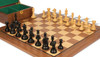 Fierce Knight Staunton Chess Set Ebonized and Boxwood Pieces with Walnut Chess Board and Box 3" King - Zoom