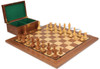 British Staunton Chess Set in Golden Rosewood & Boxwood with Classic Walnut Board & Box - 3.5" King