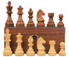 German Knight Staunton Chess Set Golden Rosewood & Boxwood Pieces with Walnut Box - 3.25" King