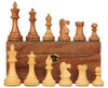 British Staunton Chess Set Golden Rosewood & Boxwood Pieces with Walnut Chess Box - 3.5" King