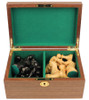 Fierce Knight Staunton Chess Set Ebonized & Boxwood Pieces with Walnut Chess Box - 3.5" King