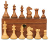 Fierce Knight Staunton Chess Set Golden Rosewood & Boxwood Pieces with Walnut Chess Box - 3" King