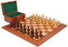 French Lardy Staunton Chess Set Rosewood & Boxwood Pieces with Classic Mahogany Board & Box - 3.75" King