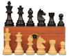 German Knight Staunton Chess Set Ebonized and Natural Boxwood Pieces on Mahogany Chess Box 3.75" King