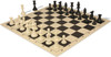 Standard Club Easy-Carry Triple Weighted Plastic Chess Set Black & Ivory Pieces with Vinyl Rollup Board - Black