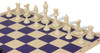 Standard Club Classroom Double-Weighted Plastic Chess Set - Black & Ivory Pieces with Vinyl Roll-up Board - Blue