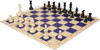 Standard Club Carry-All Triple Weighted Plastic Chess Set Black & Ivory Pieces with Vinyl Rollup Board - Blue