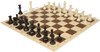 Standard Club Carry-All Triple Weighted Plastic Chess Set Black & Ivory Pieces with Vinyl Rollup Board - Brown