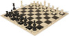 Standard Club Carry-All Triple Weighted Plastic Chess Set Black & Ivory Pieces with Rollup Board - Black