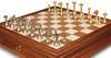 Modern Solid Brass Chess Set with Alabaster & Wood Chess Case